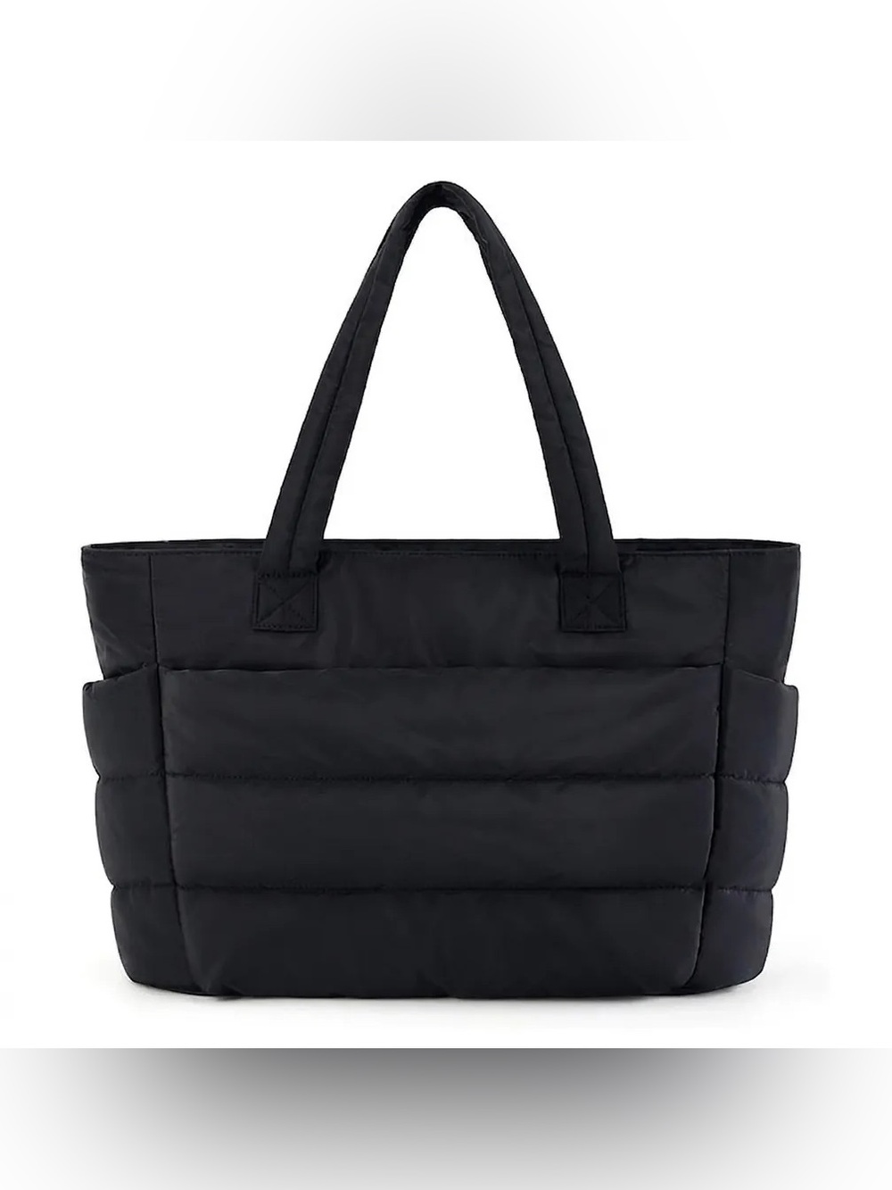 Quilted Puffer Tote Bag - Black